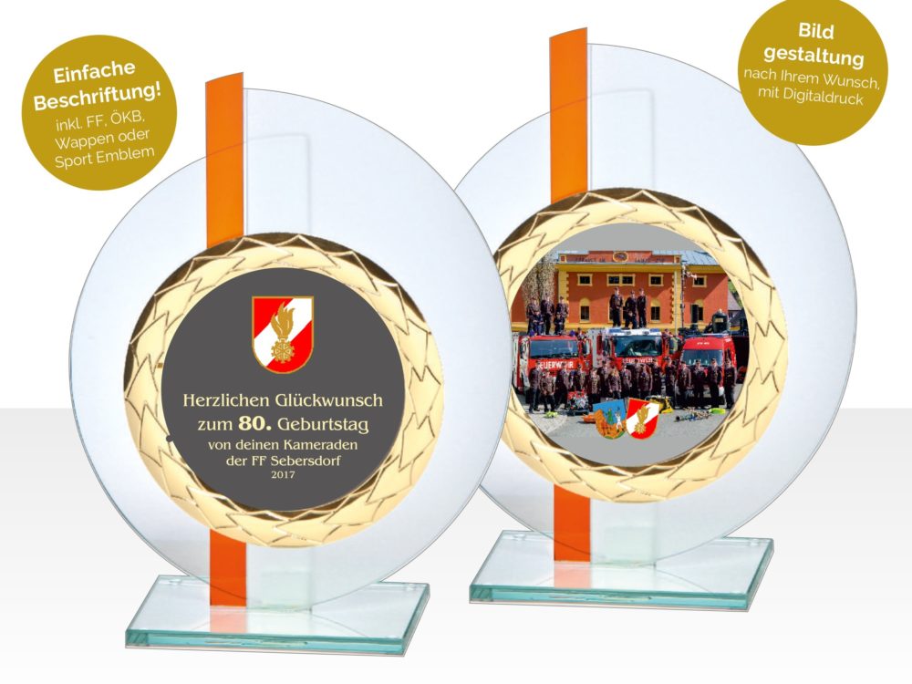 Kristallglas Trophäe Orange