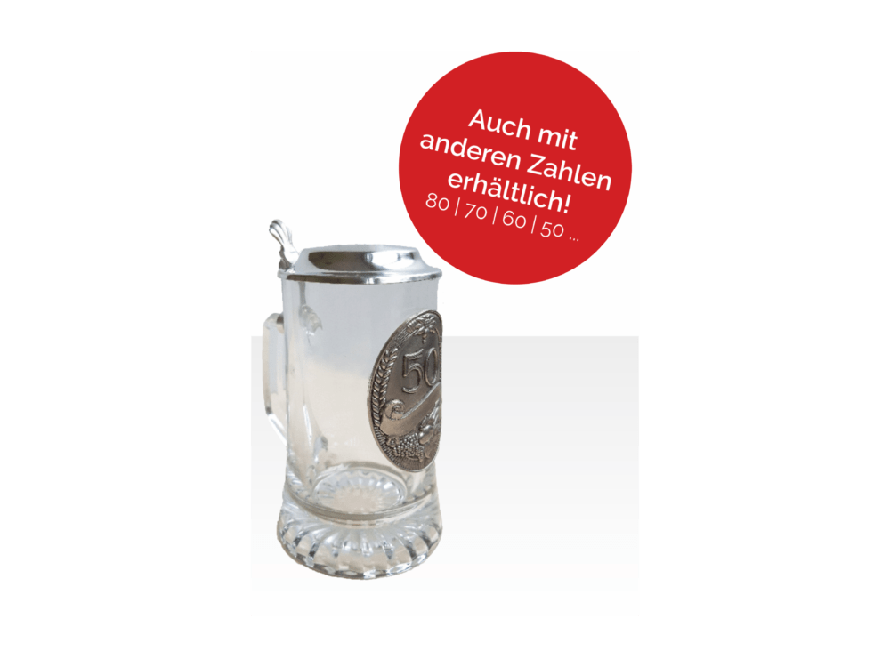 Glaskrug mit Zinndeckel