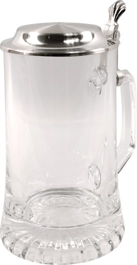 Glaskrug mit Zinndeckel