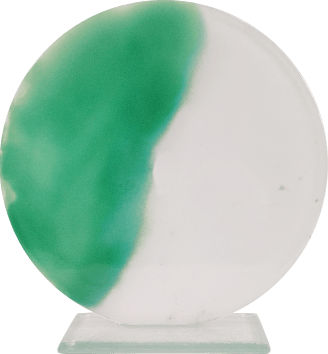 Schmelzglas Uhr "Rund" grün/weiß