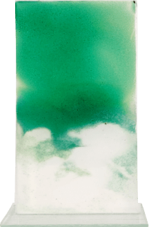 Schmelzglas Trophäe "Rechteck" grün/weiß