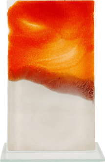 Schmelzglas Trophäe "Rechteck" rot/gelb/weiß