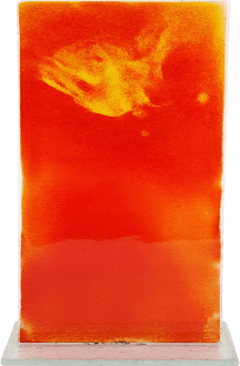 Schmelzglas Trophäe "Rechteck" rot/gelb