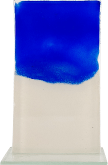 Schmelzglas Trophäe "Rechteck" blau/weiß