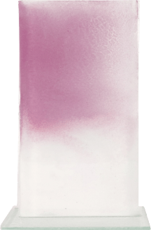 Schmelzglas Trophäe "Rechteck" rosa/weiß