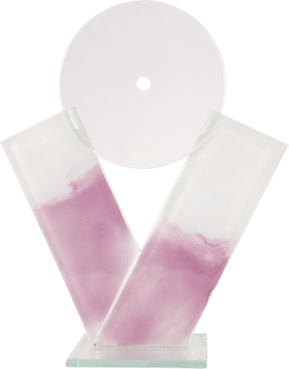 V - Schmelzglas Uhr rosa/weiß