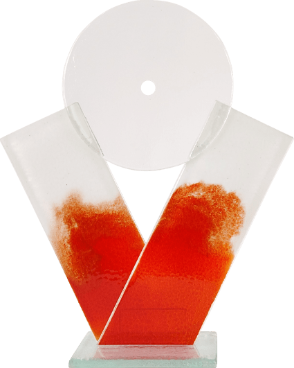 V - Schmelzglas Uhr rot/weiß
